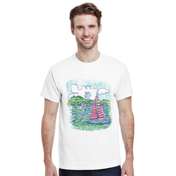 Sailboat sailing around the Islands – Heavyweight Unisex Crewneck T-shirt | Gildan® 5000