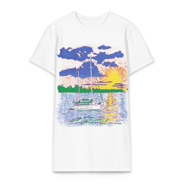 Ketch Sailboat at Sunset - Cotton t-shirt dress