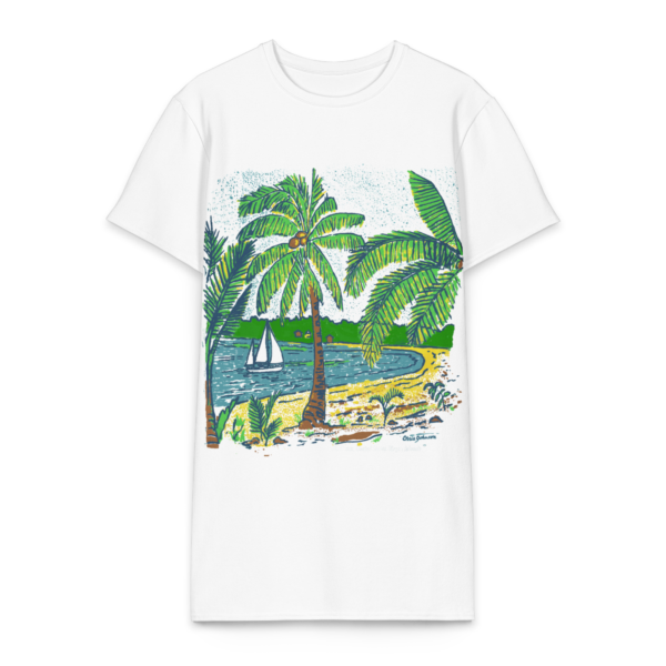 Palm Trees at the Beach - Cotton t-shirt dress
